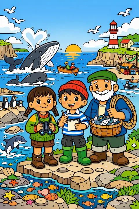 Portada de Aventuras del Mar Sur, un libro para colorear de StoryMint
