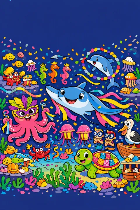 Portada de Carnaval del Arrecife, un libro para colorear de StoryMint