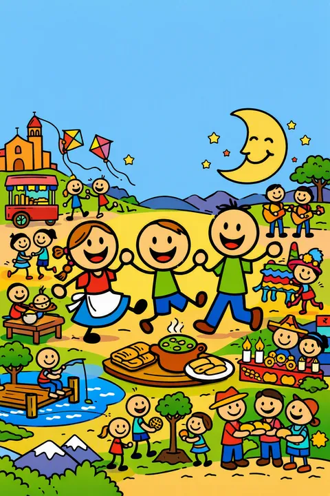 Portada de Colores de Nuestra Fiesta, un libro para colorear de StoryMint