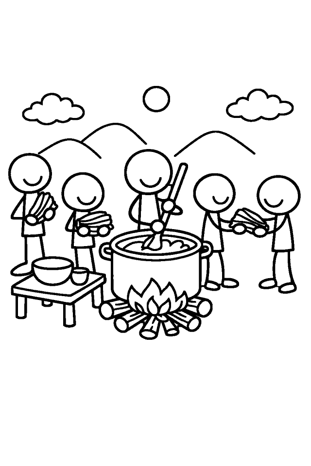 Página para colorear en blanco y negro de Colores de Nuestra Fiesta