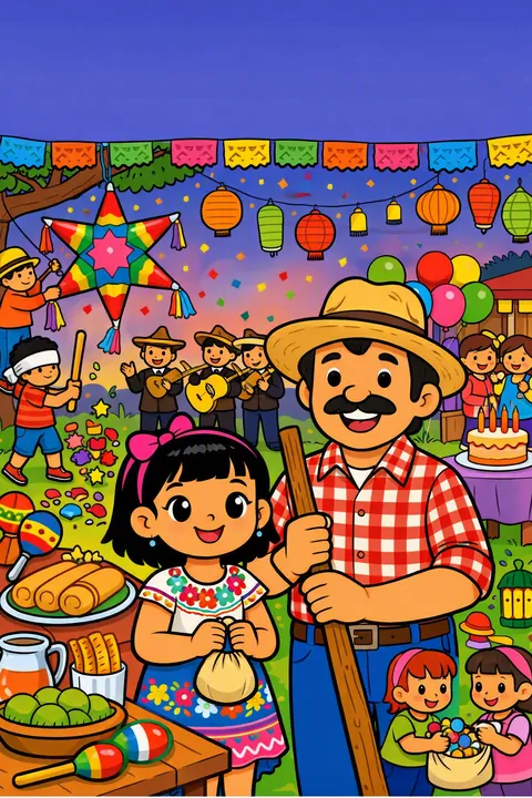 Portada de Fiesta de Piñatas, un libro para colorear de StoryMint