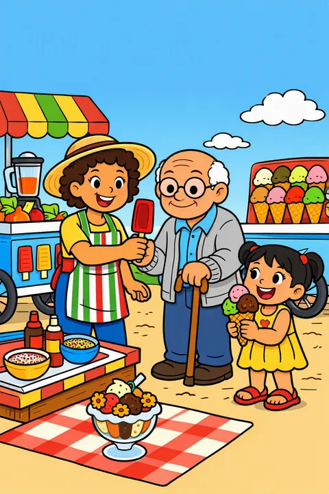 Portada de Helados y Paletas Alegres, un libro para colorear de StoryMint