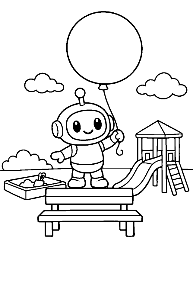 Página para colorear en blanco y negro de Robots para Colorear