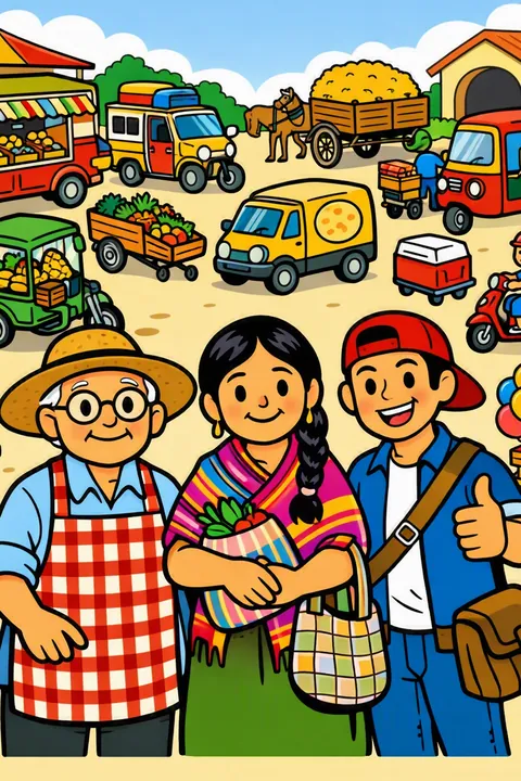 Portada de Vehículos del Mercado, un libro para colorear de StoryMint