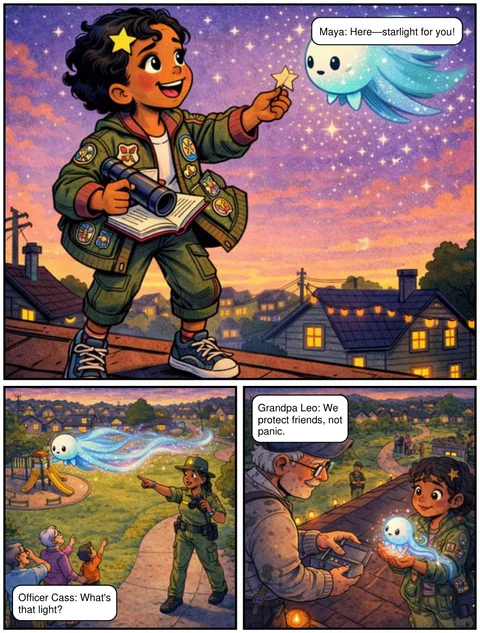 Página de un cómic de StoryMint, ejemplo en inglés