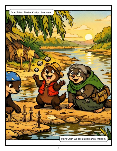 Una página de River Run Rescue, un cómic de StoryMint